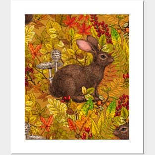 Autumn Rabbit on ochre Posters and Art